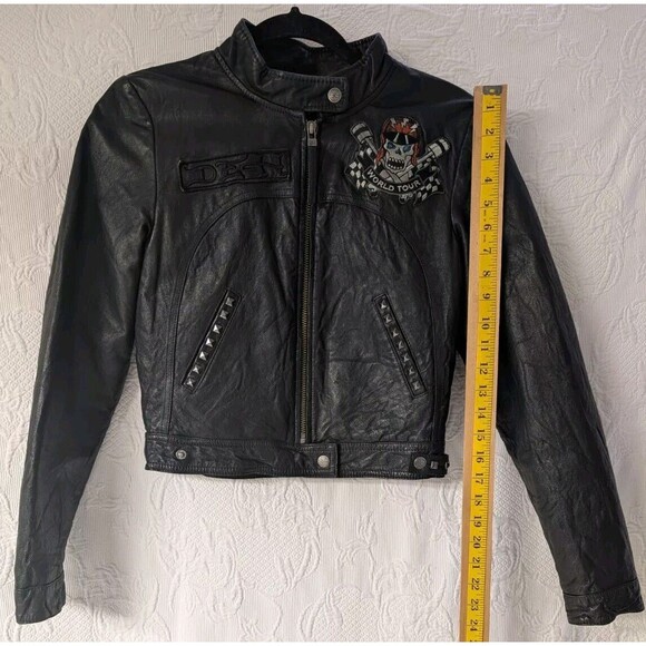 Ed Hardy by Christian Audigier Women's S Black Leather Jacket World Tour Skull - Picture 14 of 16